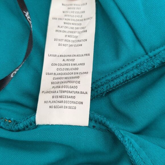 XOXO Y2K Teal Ruffle Rose Bodycon One Shoulder Mini Dress Size Small - Picture 9 of 9